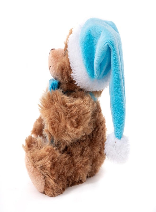 Plushland حامل بطاقات هدايا عيد الميلاد اللامع من Plushland Mocha Bear - ألعاب محشوة من القطيفة مع فتحة لبطاقات عيد الميلاد - لعبة وهدية احتفالية لعيد الميلاد 6 بوصات (أزرق فاتح) - Image 3